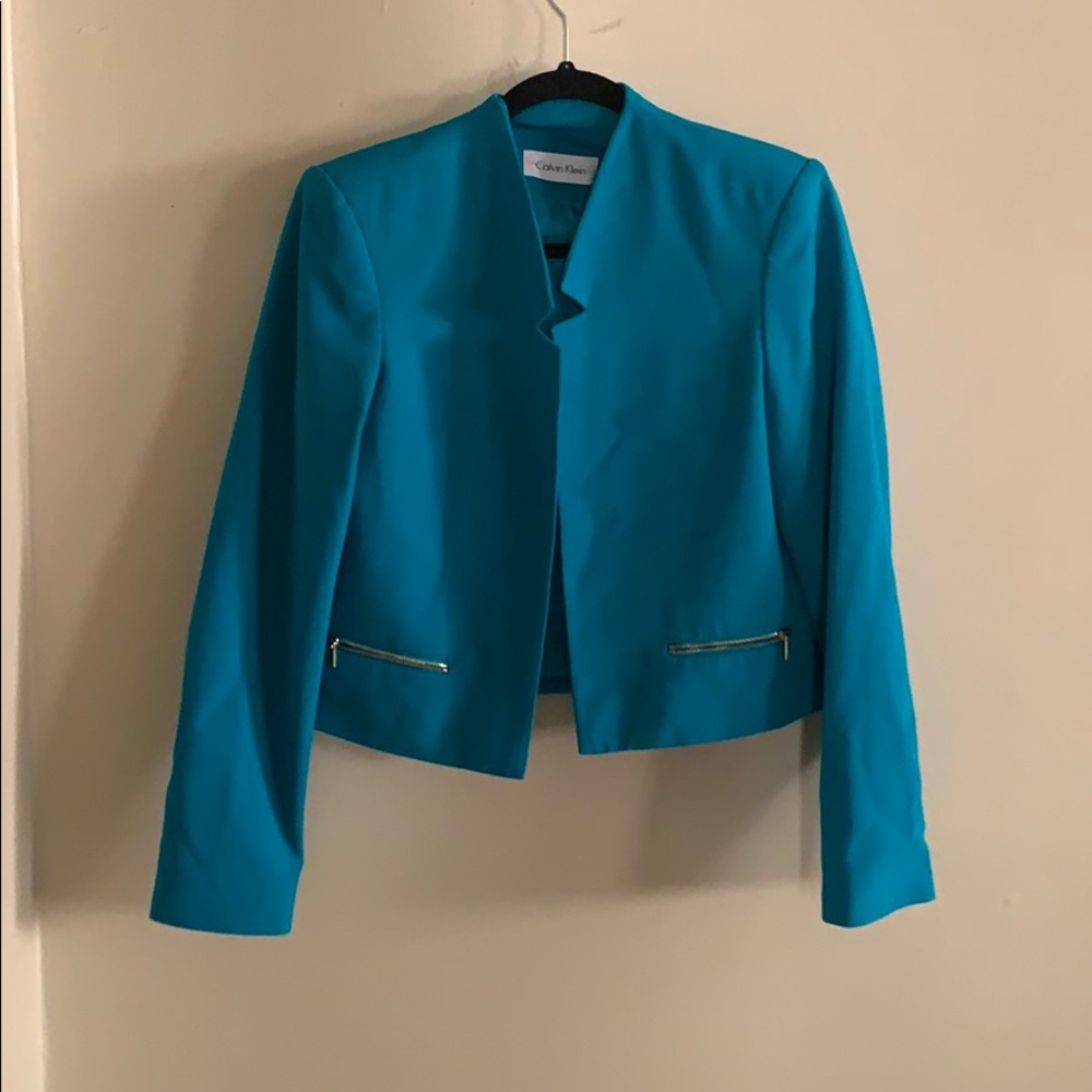 Calvin Klein blue lagoon skirt suit